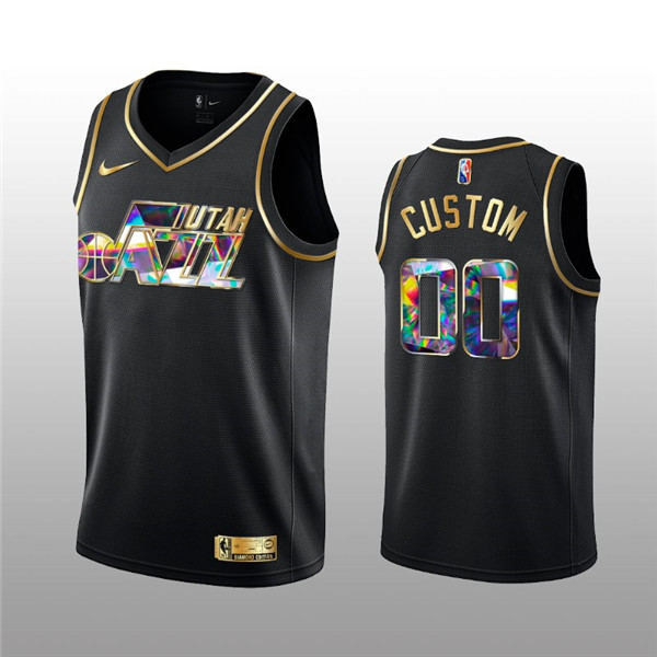 Men's Utah Jazz Active Player Custom 2021/22 Black Golden Edition 75th Anniversary Diamond Logo Stitched Basketball Jersey